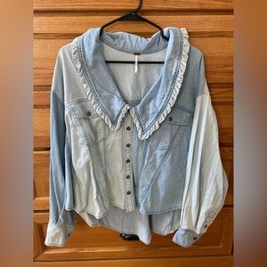 Free People denim long sleeve button up